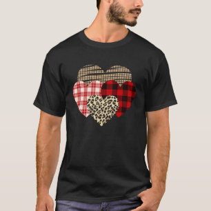 Hearts Leopard Plaid Buffalo Heart Love Valentine' T-Shirt