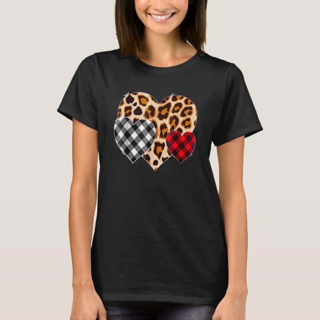 Hearts Leopard Plaid  Valentines Day Love  Girls T-Shirt (Front)