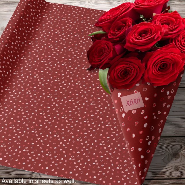 Hearts - Light Pink on Red Ombre Wrapping Paper (Hearts - Light Pink on Red Ombre Wrapping Paper-Roses- By Leapfroglisics Shop)