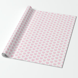 Hearts, Light Pink on White Wrapping Paper