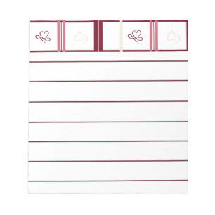 Hearts Lined Notepad – Whimsical Burgundy Design