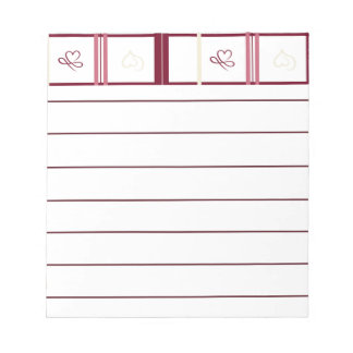 Hearts Lined Notepad – Whimsical Burgundy Design
