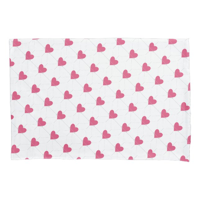 Hearts Lines Graphic Valentines Love Pattern Pillowcase (Front)
