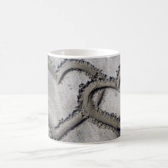 Hearts Linked in the Sand Coffee Mug (Center)