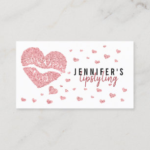 Hearts Lips Rose Gold Gloss Lipstick Business Card
