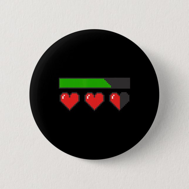 Hearts Loading Like A Video Game Valentines Graphi 6 Cm Round Badge (Front)