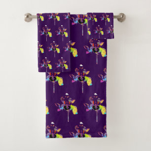 Hearts Lollipop Purple Bath Towel Set