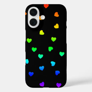 hearts love colourful romantic ombre rainbow iPhone 16 case