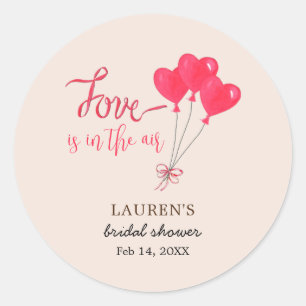 Hearts Love is in the Air  Pink Bridal Shower Classic Round Sticker