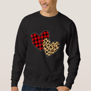 Hearts Love Leopard Plaid Valentines Day Matching Sweatshirt