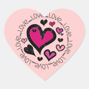 Hearts Love Love Love Heart Sticker
