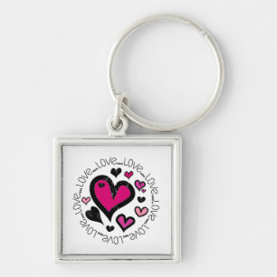 Hearts Love Love Love Key Ring