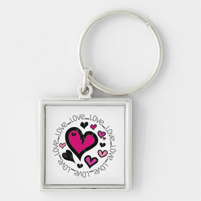 Hearts Love Love Love Key Ring (Front)