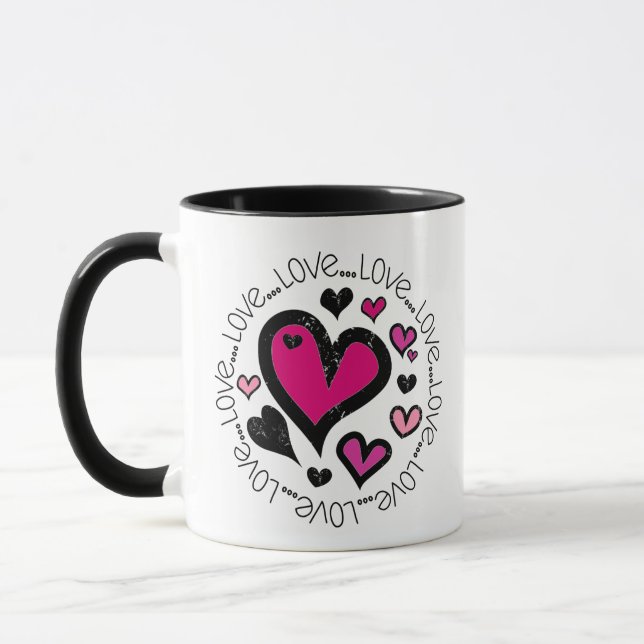 Hearts Love Love Love Mug (Left)