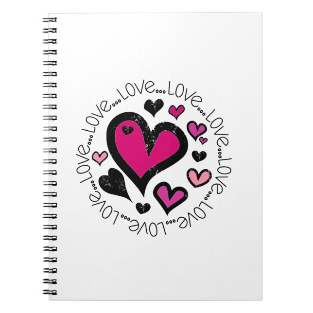Hearts Love Love Love Notebook (Front)