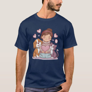 Hearts love pet love mom love gift T-Shirt