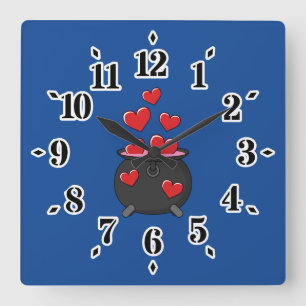 Hearts Love Potion Square Wall Clock