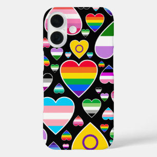 hearts love rainbow colorful pride flags lgbtq  iPhone 16 case