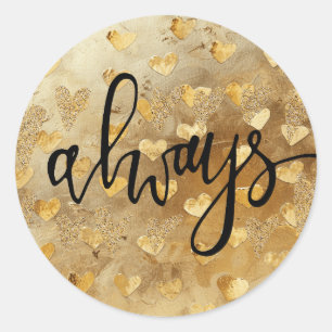 Hearts Love themed Golden Hearts background Classic Round Sticker
