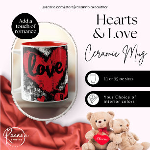 Hearts & Love Two-Tone Ceramic Mug