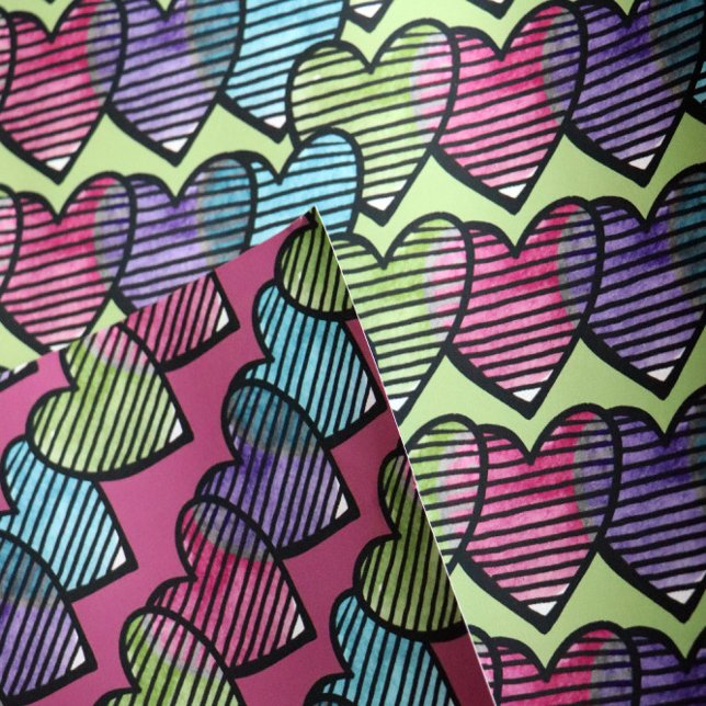 Hearts lovers cute retro valentine's day           wrapping paper sheet (Creator Uploaded)