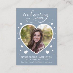 Hearts Memorial Photo Funeral Card