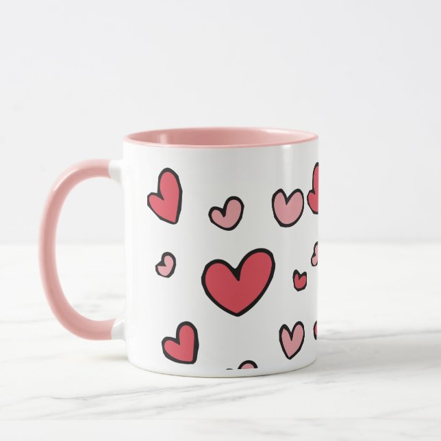 Hearts Modern Art Design Mug (Left)