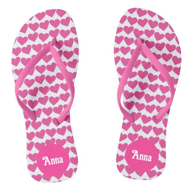HEARTS Modern Groovy Love Bridesmaids Bride Custom Thongs (Footbed)