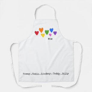 Hearts MOM Children NAMES Family Fun Mothers Day Apron