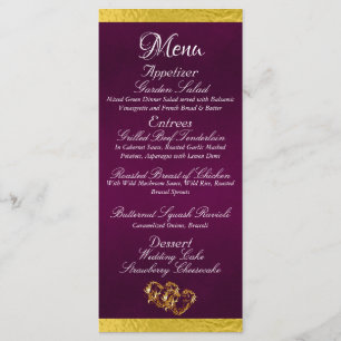 Hearts & Monogram - Purple/Gold Wedding Menu