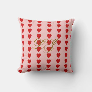 Hearts Monogram Throw Pillow