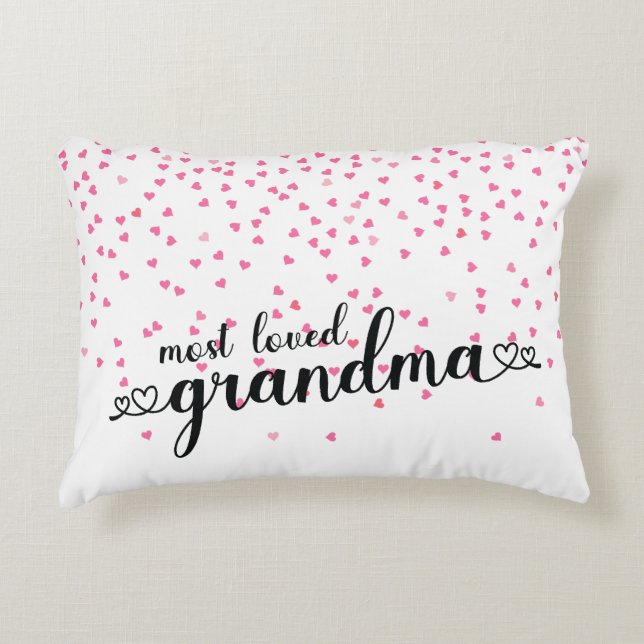 Hearts Most Loved Grandma Decorative Cushion (Front)