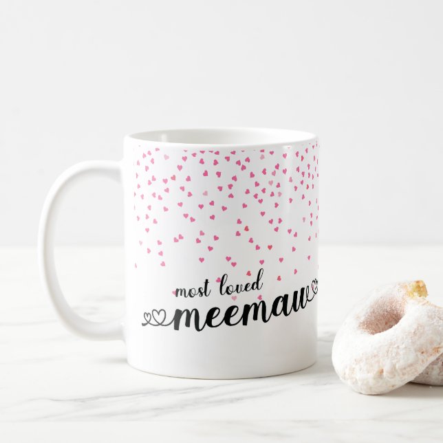 Hearts Most Loved MeeMaw Coffee Mug (With Donut)