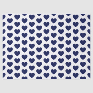 Hearts, Navy Blue on White Tissue Paper