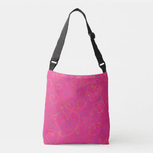 Hearts Net Pink Crossbody Bag