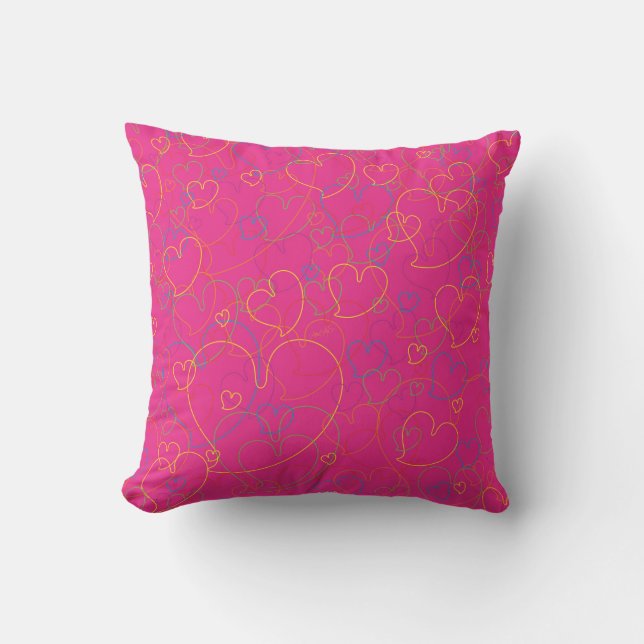 Hearts Net Pink Cushion (Front)