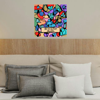 Hearts Neurographic Art Digital Watercolours Poster