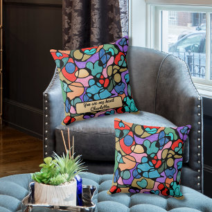 HEARTS NEUROGRAPHIC DIGITAL WATERCOLORS CUSHION