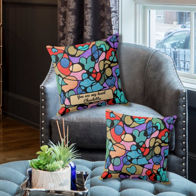 HEARTS NEUROGRAPHIC DIGITAL WATERCOLORS CUSHION (Creator Uploaded)