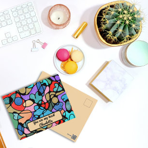 HEARTS NEUROGRAPHIC DIGITAL WATERCOLORS HOLIDAY POSTCARD