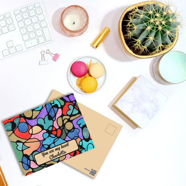 HEARTS NEUROGRAPHIC DIGITAL WATERCOLORS HOLIDAY POSTCARD (Creator Uploaded)