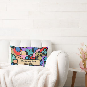 HEARTS NEUROGRAPHIC DIGITAL WATERCOLORS LUMBAR CUSHION