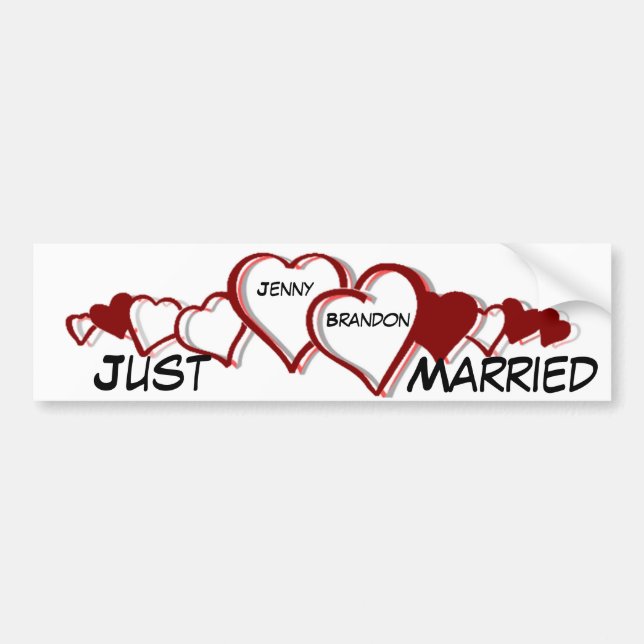 Hearts Newly Wed bumper sticker (Front)