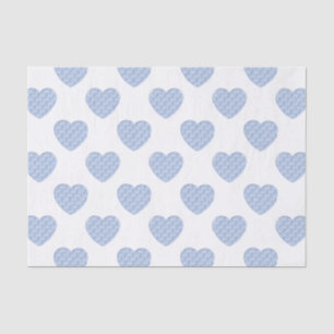 Hearts of Baby Blue Roses in Offset Rows Pattern Tissue Paper