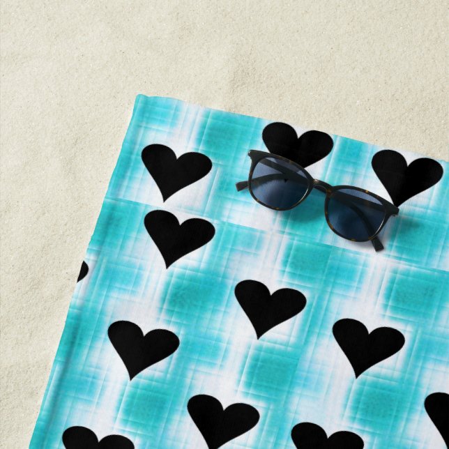 Hearts of Black  Beach Towel (In Situ)