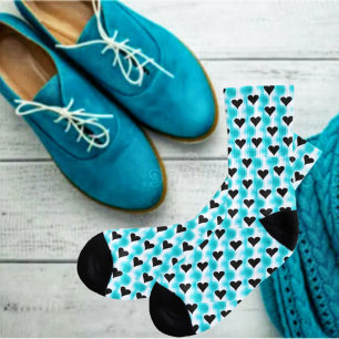 Hearts Of Black Crew Socks