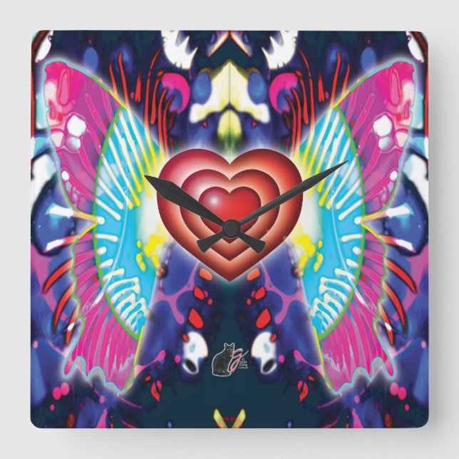 Hearts Of Glys Square Wall Clock (Front)