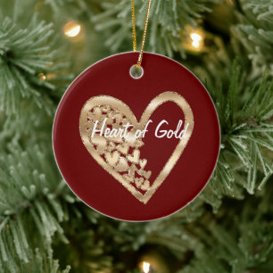 Hearts of Gold Ceramic Ornament