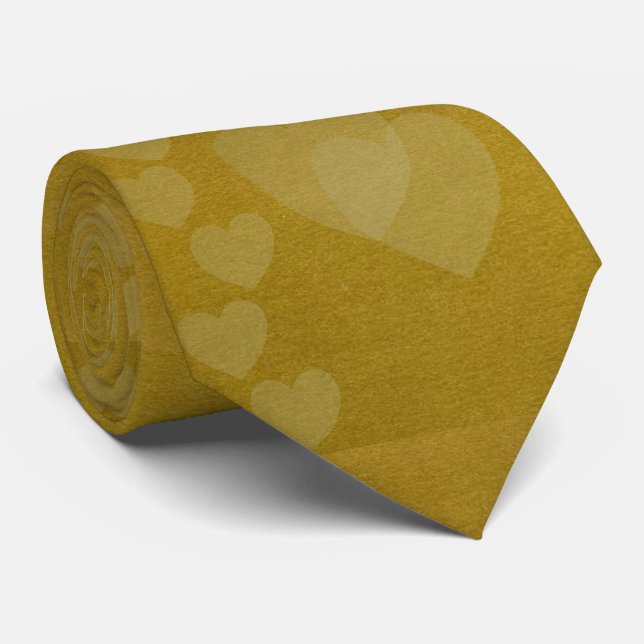 Hearts of Gold Wedding Necktie (Rolled)