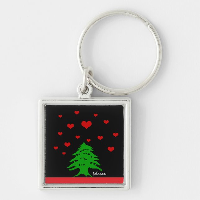 Hearts of Lebanon & Lebanese flag fashion / Love Key Ring (Front)